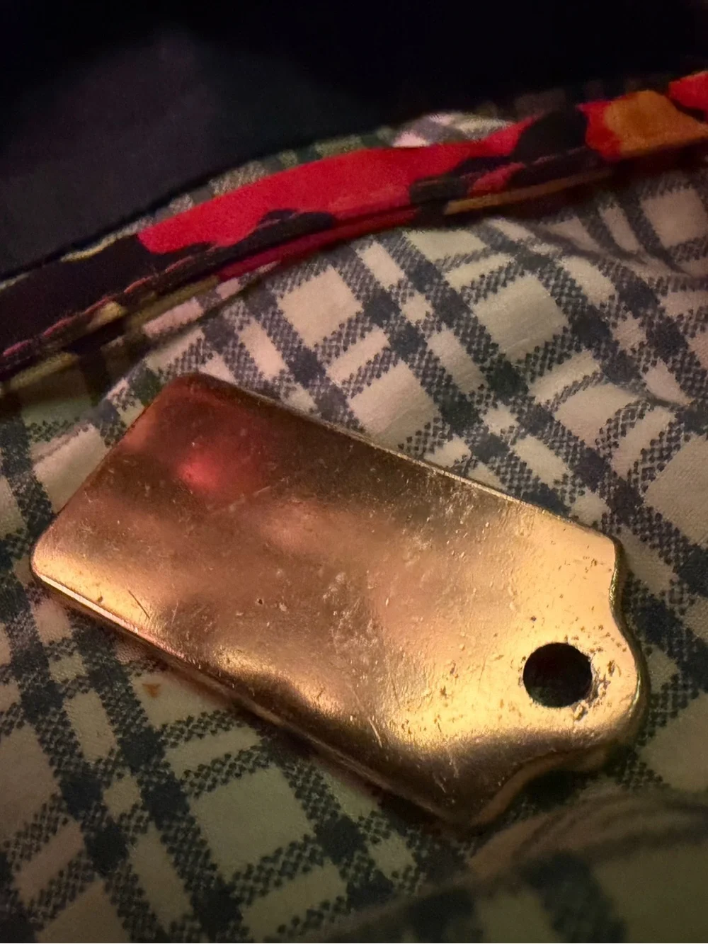 Coach Gold Tone Rectangular Logo Tag